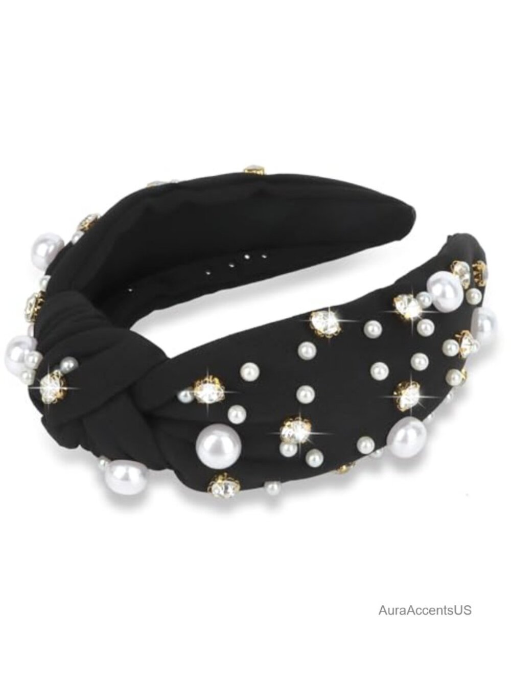 Knotted Pearl Rhinestone Headband Hair Accessory for Women Girls